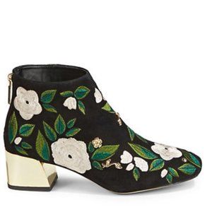 KARL LAGERFELD PARIS Harlow Suede Floral Embroidered Bootie